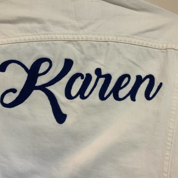 Goldsign White Denim Embroidered Jacket Karen sz S Designer Piece Gold Buttons - Picture 4 of 9